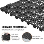 Amocart Interlocking Tile 12/50/55PCS 12"x12" Splicing Soft PVC Drainage Floor Tiles Non-Slip Drainage Holes for Bathroom Pool