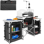 【Premium】Amocart Camping Outdoor Kitchen T le C inet Fold le Folding Cooking Storage Rack Aluminum Alloy Bracket for BBQ Picnic