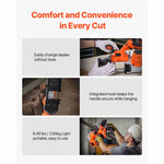 Amocart 20V Portable Band Saw 2.5-In/5-In Deep Cut 360W Bandsaw 0-120/192 m/min Variable Speed with Brushless Motor Hang Hooks