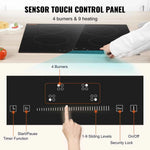 Amocart 2/4/5 Burners Built-in Induction Stove Top 12/24/30in Ceramic Glass Electric Cooktop For Household Commercial  Cooking