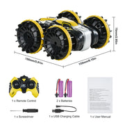 Charger l'image dans la visionneuse de galerie, Amocart Blue/Yellow Amphibious RC Car Boat 2.4GHz 12 km/h Electric Remote Control 360° Rotating Stunt Car Water Beach Pool Toys
