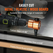 Bild in Galerie-Viewer laden, Amocart Double Head Sheet Metal Nibbler Cutter 360 Degree Metal Nibbler Drill Attachment with Extra Punch and Die Cutting Hole
