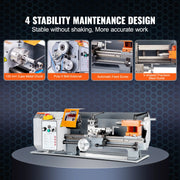 Charger l'image dans la visionneuse de galerie, Amocart Metal Lathe Machine 7'' x 13.78'' 0-2200 RPM Continuously Variable Speed 500W &amp; Tool Box for Processing Precision Parts
