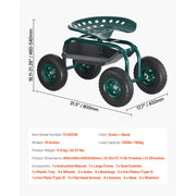 Bild in Galerie-Viewer laden, Amocart Garden Scooter with Seat 2in1 Rolling Garden Cart w/ Storage Bin Supports up to 227lbs Outdoor Wagon w/ Handle for Yard
