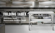 Bild in Galerie-Viewer laden, Amocart Folding Commercial Prep Table Commercial Worktable Workstation with Undershelf Folding Table for Home Kitchen
