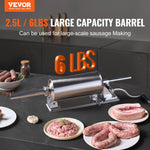 SucceBuy 2.5L Manual Sausage Stuffer Food-Grade Stainless Steel & 8 Stuffing Tubes for Home Kitchen Restaurant Commercial