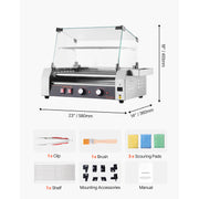 Charger l'image dans la visionneuse de galerie, Amocart 5 7 11 Rollers Hot Dog Roller Stainless Steel Sausage Grill Cooker Commercial Hot Dog Machine with Dual Temp Control
