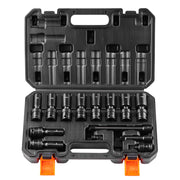 Charger l'image dans la visionneuse de galerie, Amocart 360 Degree Swivel Impact Socket Set 3/8" Socket Set Deep Universal Metric 10-19mm 6 Point Cr-Mo Alloy Steel for Repair
