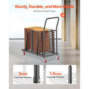 Charger l'image dans la visionneuse de galerie, Amocart 300LBS Folding Chair Rack Cart L-shape Horizontal Placement with Rubber Wheels Metal Chair Storage Dolly for 25 Chairs
