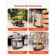 Bild in Galerie-Viewer laden, Amocart 700 lbs 2 Tier Foldable Heavy Push Cart Dolly Platform Hand Truck with Wheels Moving Flatbed Cart for Warehouse Garage
