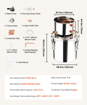 Bild in Galerie-Viewer laden, Amocart Alcohol Still 3 5 8Gal Stainless Steel Water Alcohol Distiller with Copper Coil Home Brewing Refining Fermentation Kit
