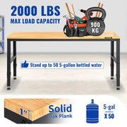 Bild in Galerie-Viewer laden, Amocart 72cm Woodworking Workbench Adjustable Height Oak Wood Hardwood Top Work Table 900KG Capacity for Office Home Workshop
