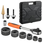 SucceBuy Knockout Punch Set 1/2 to 2 in SLUG-Buster Ratchet Knockout Set for Aluminum Mild steel Fiberglass Plastics 6 Die Sizes