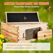 Load image into Gallery viewer, Amocart Bee Hive Deep Box Starter Kit 100% Beeswax Coated Natural Cedar Wood Langstroth Beehive Kit Transparent Acrylic
