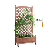 Charger l'image dans la visionneuse de galerie, Amocart Wood Planter with Trellis  Outdoor Raised Garden Bed with Drainage Holesfor Vine Climbing Plants Flowers in Garden
