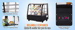 Amocart Refrigerated Display Case Countertop Pastry Display Case LED Lighting TURBO Cooling Frost Free Air Cooling