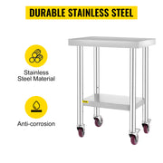 Bild in Galerie-Viewer laden, Amocart Stainless Steel Kitchen Worktable shelves Commercial Work Bench Table with Caster Wheels for Home Restaurant Storage
