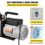 Amocart 8CFM 2Stage Rotary Vane Professional Vacuum Pump (15Micron 3/4HP 1/4"flare 3/8 SAE 1/2"ACME inlet) for Air Conditioning
