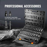 Amocart 3/8" & 1/2" Drive Impact Socket Set 59 PCS Socket Set SAE 5/16" to 1-1/4" Metric 6-32mm 6 Point Cr-Mo Alloy Steel Set