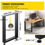 SucceBuy 2PCS Table Legs Steel 2204LBS /1000KG Load Square Shape with Pre-Drilled Holes for Home Use Commercial Bar Hotel Office