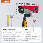 Amocart 200-800kg Electric Hoist with Wired/Wireless Remote Control Lifting Crane Cable Hoist Winch for Boat Garage Elevator