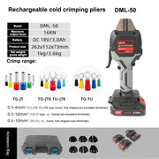 Load image into Gallery viewer, Cordless Hand Held Hydraulic Pliers 16KN Electric Hydraulic Wire Crimper with LED Light &amp; Molds Terminal Crimping Tool
