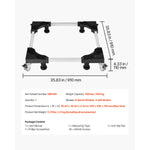 SucceBuy 1100 lbs Furniture Mover Dolly Fridge Stand with 8 Locking Twin Wheels 27.5 -35.4in Adjustable Mobile Base for Washer