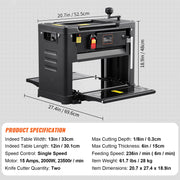 Charger l'image dans la visionneuse de galerie, Amocart Thickness Planer 13inch Benchtop Planer &amp; Two-Blade 15-Amp 1800W Powerful Motor Low Noise for DIY Woodworking Planing
