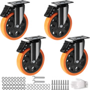 Bild in Galerie-Viewer laden, Amocart 2-6in PVC Furniture Caster Wheels Set of 4 Swivel Plate Casters with Security A/B Lock Non-Marking for Cart Workbench
