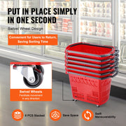 Charger l'image dans la visionneuse de galerie, Amocart 6PCS Shopping Baskets 39L Rolling Shopping Carts with Handles &amp; Wheels Portable  for Supermarkets Retail Stores Grocery
