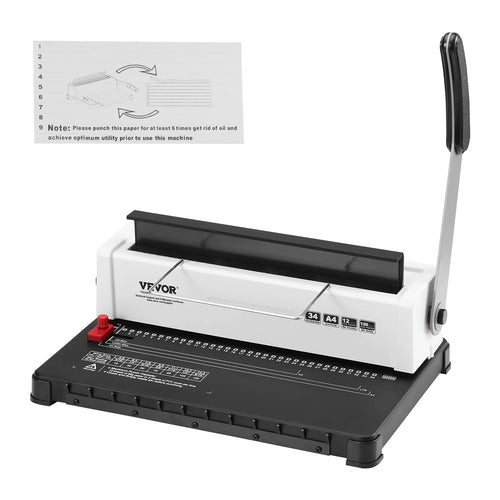 Amocart Coil Spiral Binding Machine Manual Book Maker 34-Holes Binding 120 Sheets Punch Binder Adjustable Coil Binding Spines