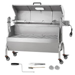 SucceBuy Rotisserie Grill with Hooded Cover BBQ Whole Pig Lamb Goat Charcoal Spit Grill Electric Motor Stainless Steel Roaster