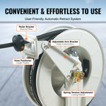 SucceBuy 33/50/66ft Fuel Hose Reel Extra Long Retractable Spring Driven Auto Swivel Rewind for Auto Repair Heavy Industries