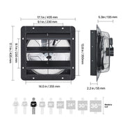 Charger l'image dans la visionneuse de galerie, Amocart 10/12/14/18 inch Shutter Exhaust Fan Wall Mounted Attic Vent Fan with Variable Speed Controller AC Motor for Greenhouse
