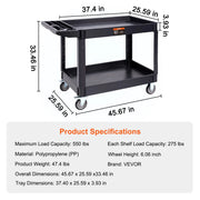 Load image into Gallery viewer, with 360°Swivel Wheels Ergonomic Storage Handle for Warehouse/Garage/Cleaning Amocart 2/3 Shelf Utility Service Cart Heavy Duty
