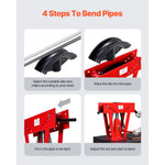 SucceBuy Hydraulic Pipe Bender 16 Ton Manual Copper Exhaust Pipe Bending Machine Heavy-Duty Pipe Tube Bender for Piping Railing