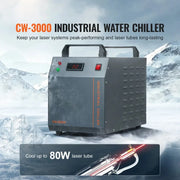 Charger l'image dans la visionneuse de galerie, Amocart Industrial Water Chiller CW-3000 80W / CW-3000(Pro) 150W Air-Cooled 12L Water Tank Capacity for Laser Engraving Machine
