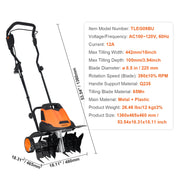 Charger l'image dans la visionneuse de galerie, Amocart 12 Amp Electric Tiller 18" Tilling Width 3.94" Tilling Depth Corded Electric Tiller/Cultivator Steel Mn Tines Rototille
