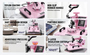 Bild in Galerie-Viewer laden, Amocart Heat Press Machine 12x15inch  8in 1 Heat Transfer Machine 360° Swing Away T-Shirt for T-Shirts/Mugs/Hats/Plates Pink
