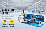 Amocart Mini Metal Lathe Machine 7"x14" 550W 180x350mm Variable Speed + 3 Jaw Chuck for Metalworking Turning Drilling Threading