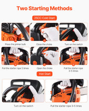 Charger l'image dans la visionneuse de galerie, Amocart Gas Chainsaw Gasoline Powered Chain Saw Handheld Cordless Petrol Chainsaws for Tree Wood Branch Cutting Tree Trimming
