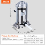 SucceBuy Manual Sausage Stuffer 7 L / 15 LBS Vertical Food-Grade 304 Stainless Steel for Home Kitchen Restaurant 23.2lbs