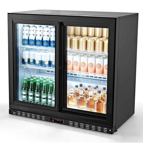 Amocart 7.4/11.4 Cu. Ft Back Bar Cooler with LED Lighting Adjustable Shelves Low-E Glass Display Cooler for Beer Wine Drink