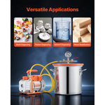 Amocart 3 Gallon / 5 Gallon Vacuum Chamber with 3.5 CFM Single Stage Vacuum Pump for Stabilizing Wood Degassing Silicone Resin