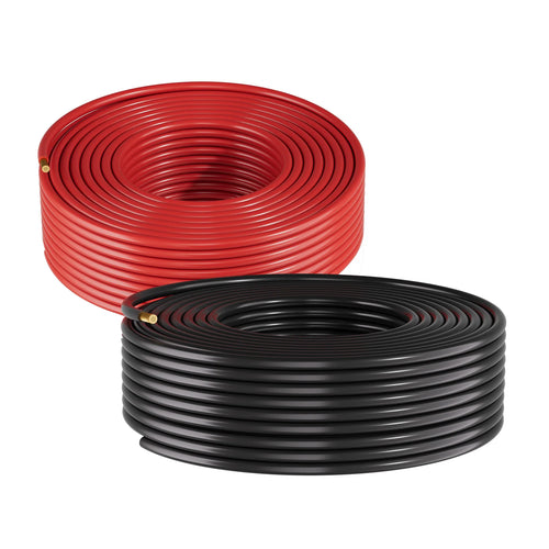Amocart Solar Panel Wire 50 ft/65 ft/100 ft PV Tinned Copper Wire for Outdoor Home Off-Grid Photovoltaic Systems Black and Red