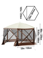 Amocart Pop-up Camping Gazebo Camping Canopy Shelter 6 Sided 12' x 12' / 10' x 10' Sun Shade Tents & Canopies Camping & Hiking