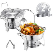 Bild in Galerie-Viewer laden, Amocart 5 Qt 2 4 Pack Round Chafing Dish Buffet Set Stainless Steel Chafer w/ 4 Full Size Pan Catering Warmer Server for Party
