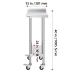 Amocart Stainless Steel Work Table Commercial Food Prep Worktable with Casters Heavy Duty Prep Worktable for Restaurant Home