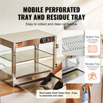 SucceBuy 2-Tier Commercial Food Warmer Display 800W Display Warmer 86℉~185℉Temperature 58L Hamburger Pizza Bread Fried Chicken