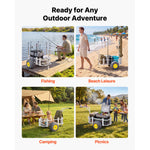 SucceBuy 200LBS Foldable Beach Fishing Cart with Carbon Steel Frame 13in PU Balloon Tires & 7 Rod Holders for Outdoor Activities